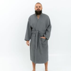 Long Waffle Fabric Robe for Men