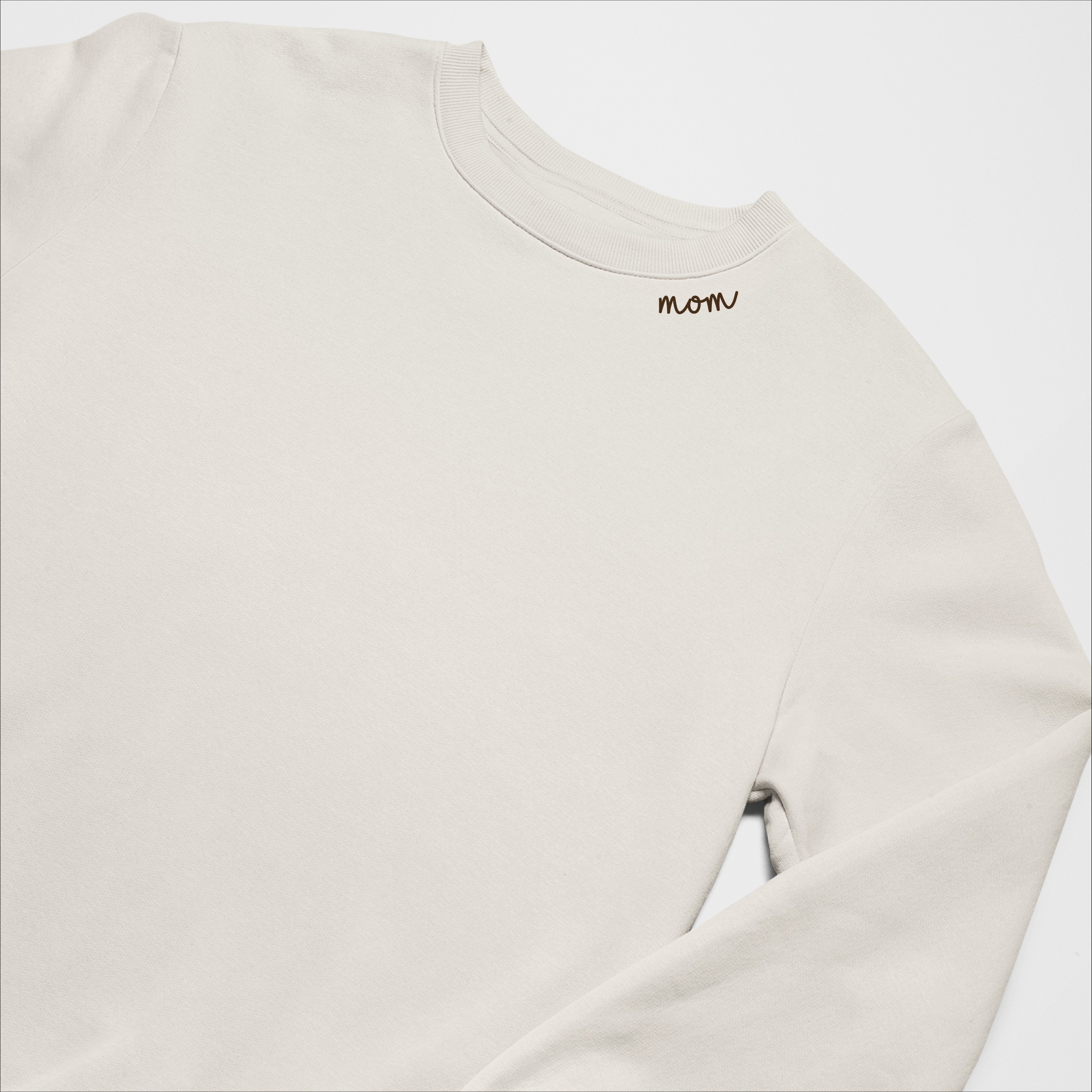 Embroidered Collar Organic Cotton Sweatshirt "Mom" - Image 3