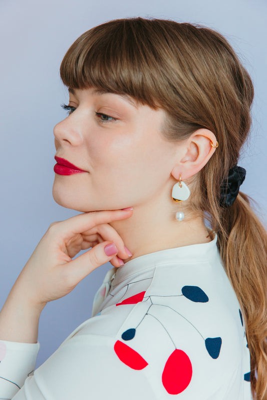 Arp Pearl And Porcelain Earrings - White - Image 3