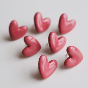 Porcelain Heart Studs - Pink