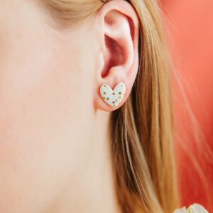 Porcelain Heart Studs - White