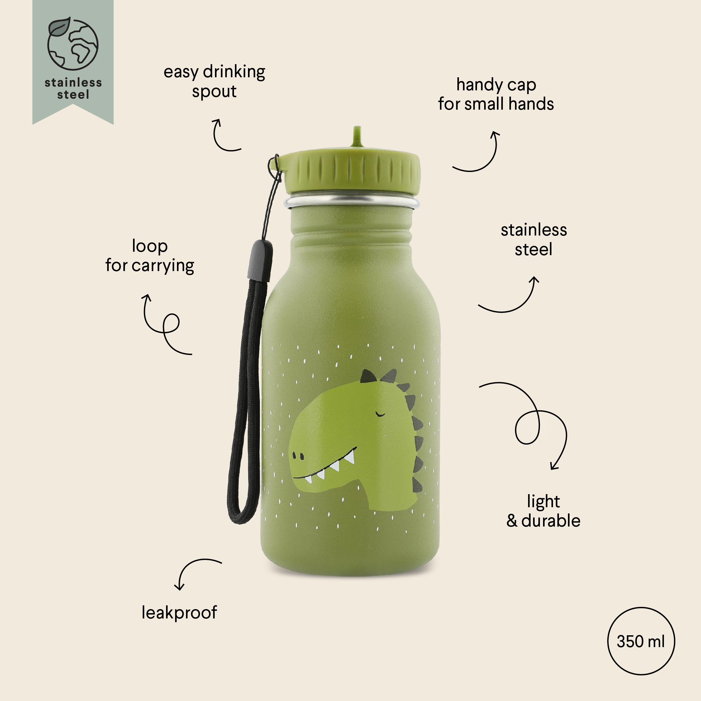 Stainless Steel Bottle 350 ml - Mr Dino - Image 3